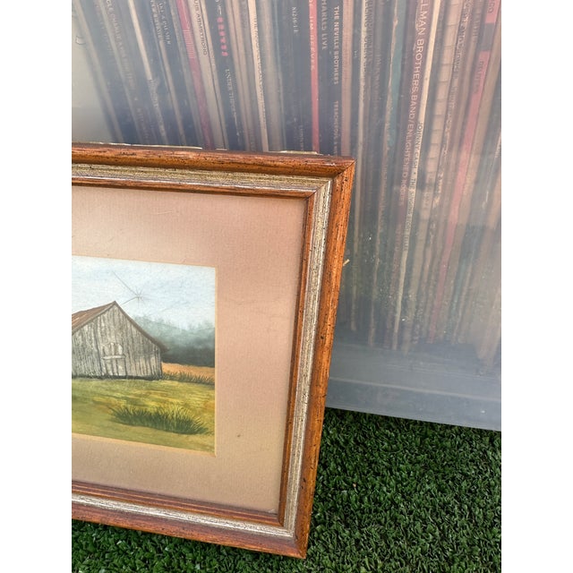 Rustic European Vintage Framed Landscape Painting of a House For Sale - Image 3 of 7