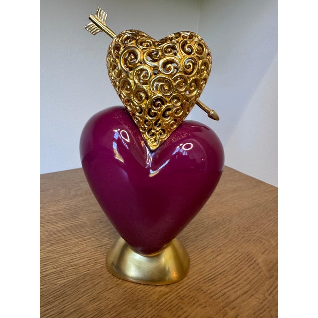 Red Régis Dho for Lampe Berger Double Heart Limoges Porcelain Fragrance Lamp For Sale - Image 8 of 10