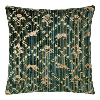 Scalamandre 22" x 22" Santini Pillow in Blue Green For Sale