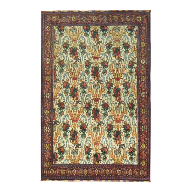 Zabihi Collection Antique Persian Senneh Rug with Silk Highlights and Fringes For Sale