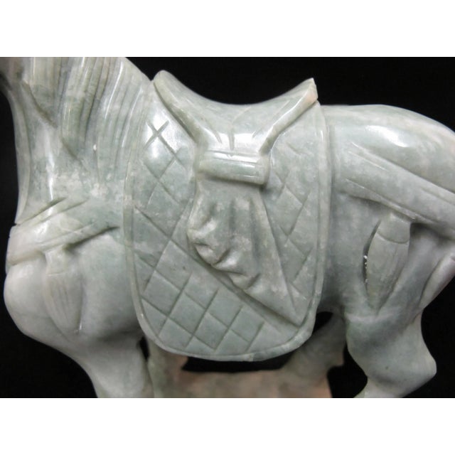 Chinese Tang Style Horse Carved Green Soapstone Figurine Sculpture For Sale - Image 4 of 7