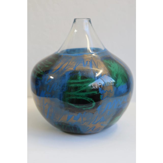 Glass Late 20th Century Mouth Blown Studio Glass Vase “One Chance World” For Sale - Image 7 of 7