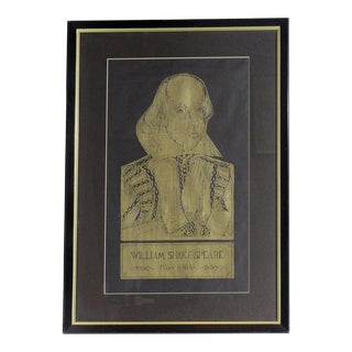 William Shakespeare's Handmade Brass Rubbing Art From the Westminster Abbey London 1970s For Sale