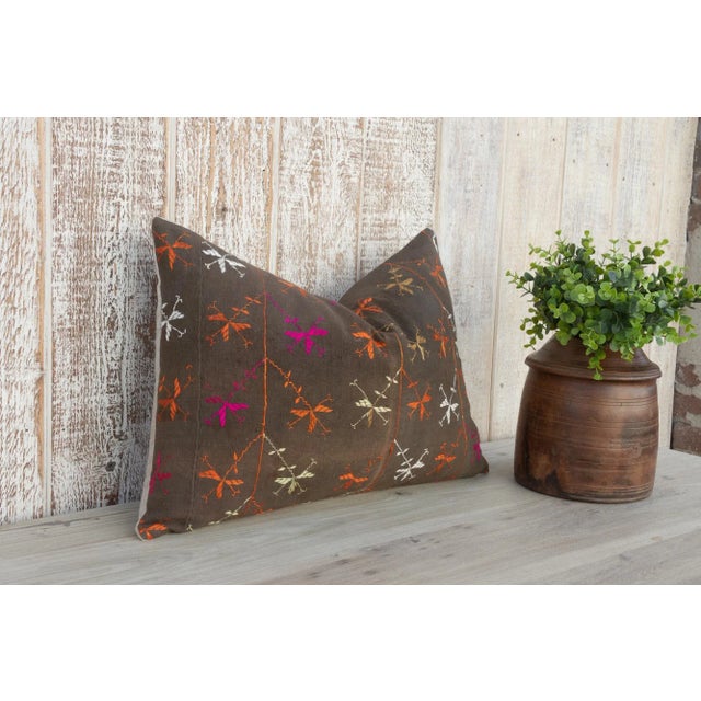 Jha Antique Indian Folk Lumbar Pillow For Sale - Image 4 of 10