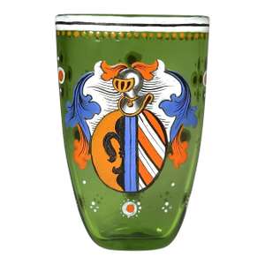Late 19th Century Bohemian Heraldic Armorial Art Glass Pocket Beaker