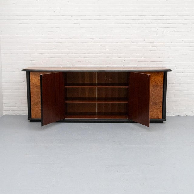 1980s Vintage Italian Sideboard in Burl Wood, 1980s For Sale - Image 5 of 15