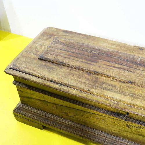 Rustic Wooden Chest with Shaped Base and Molded Lid For Sale - Image 3 of 12