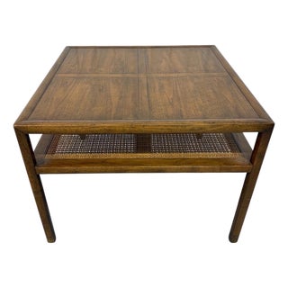 Vintage Baker Furniture Walnut Square Coffee Table For Sale