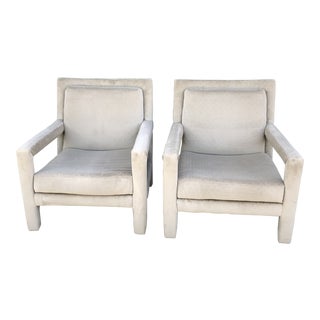 Vintage Modern Milo Baughman Style Parsons Armchairs- A Pair For Sale
