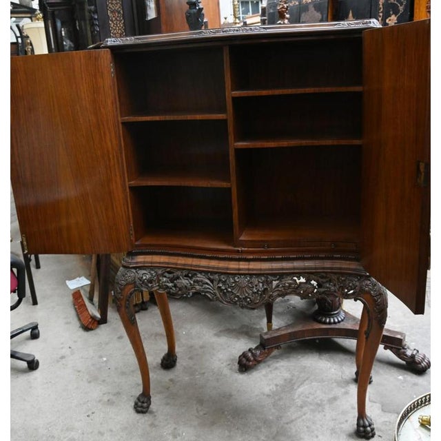 Queen Anne Revival Drinks Cabinet in Burr Walnut Cocktail, 1920s For Sale - Image 6 of 6