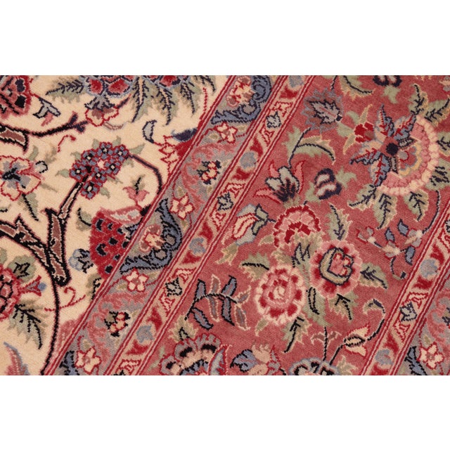 1990s Shabby Chic Floral 1990's Pak-Persian Beige/Pink Wool Rug - 8'2'' X 11'0'' For Sale - Image 5 of 9