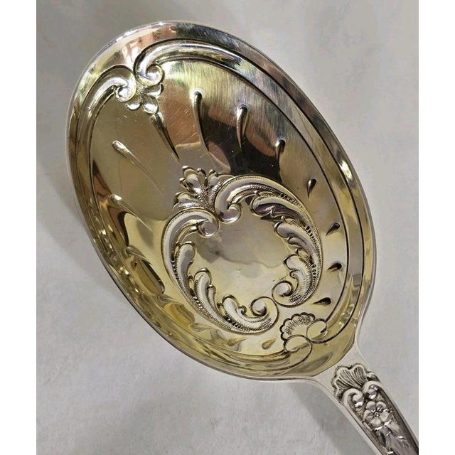 Gold Antique Sterling Silver Fruit & Berry Serving Spoons, London, 1909 For Sale - Image 8 of 18