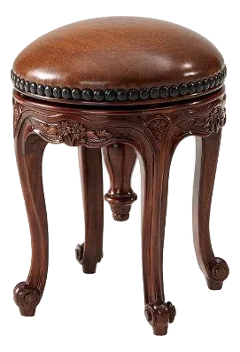 Theodore Alexander 4400-018 Round Leather Seat French Stool