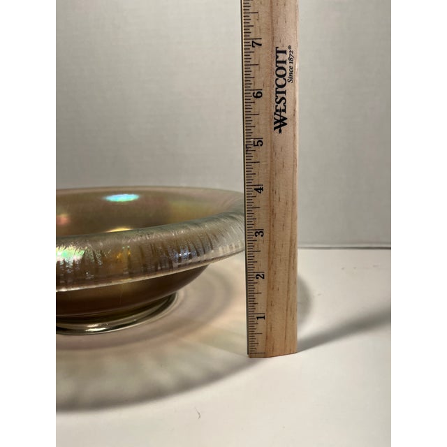 Glass Vintage Gold Iridescent Art Glass Bowl For Sale - Image 7 of 7