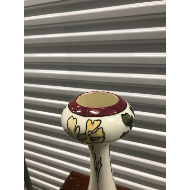 Antique Green and Yellow Royal Dux Art Nouveau Round Porcelain Vase For Sale - Image 4 of 7