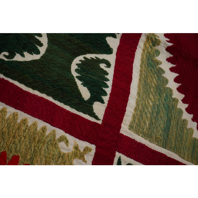 Hand Embroidered Suzani Textile, Uzbek Table Cover For Sale - Image 10 of 12