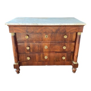 19th Century French Neoclassical Marble Top Commode or Chest of Drawers For Sale