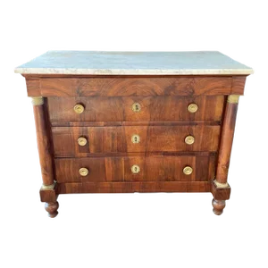 19th Century French Neoclassical Marble Top Commode or Chest of Drawers