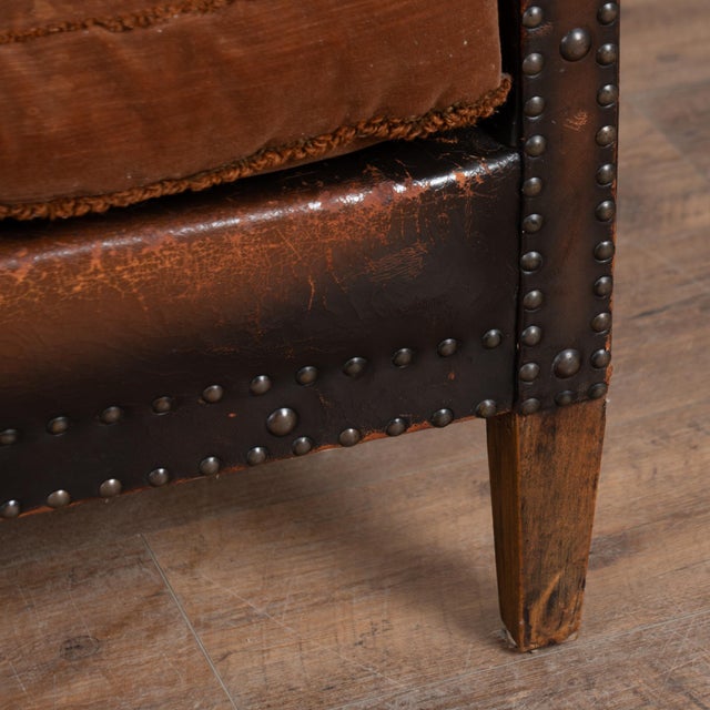 Pair of 20th Century Vintage Leather Club Chairs For Sale - Image 12 of 18