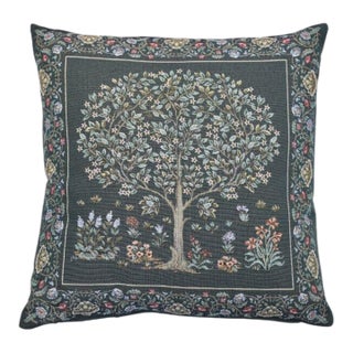 Morris Tree Green Tapestry Cushion With Feather Filler - 46x46cm (18"x18") For Sale