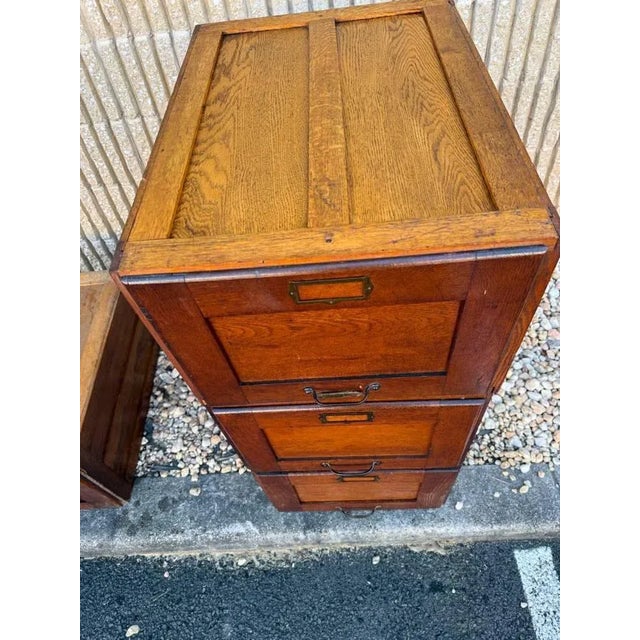 Antique Art & Craft Style Oak Stackingable Filing Cabinet For Sale - Image 15 of 15
