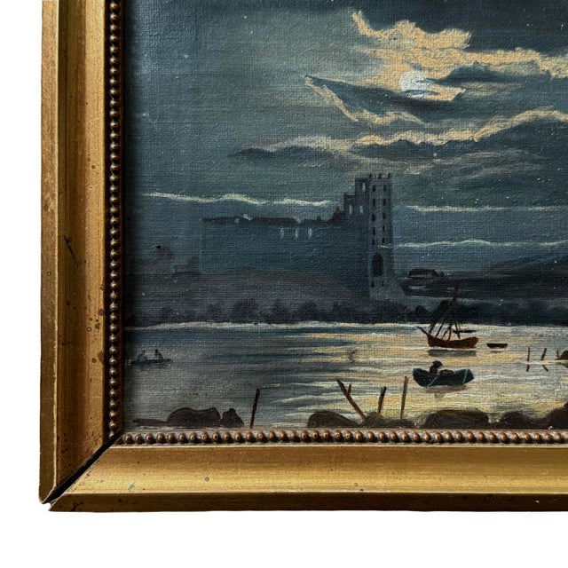 Oil on canvas Danish folk art, circa late 19th–early 20th century Dimensions: 10.75” W x 8” H (sight) Frame: Gilt wood...