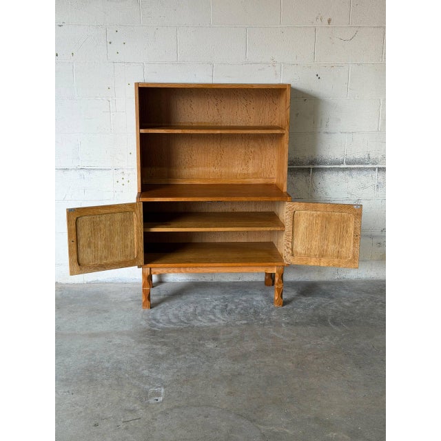 1960s Oak Cabinet With Lower Doors and Shelves Vintage Mid-Century Modern 1960s For Sale - Image 5 of 10