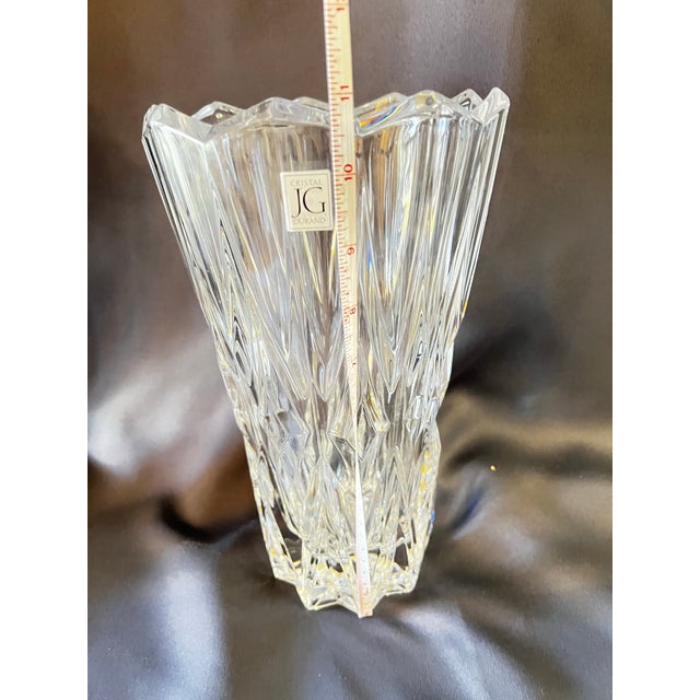 French Jg Durand Crystal Cathedral Vase, 11” Sculptural Cut Glass For Sale - Image 4 of 12