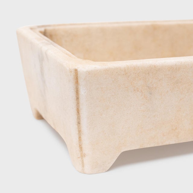 Late 20th Century Chinese White Marble Footed Basin For Sale - Image 4 of 6