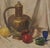 Realism Vintage Mid Century Still Life With Brass Vessel, Fruits and Vegetables by Charles Kinghan For Sale - Image 3 of 5