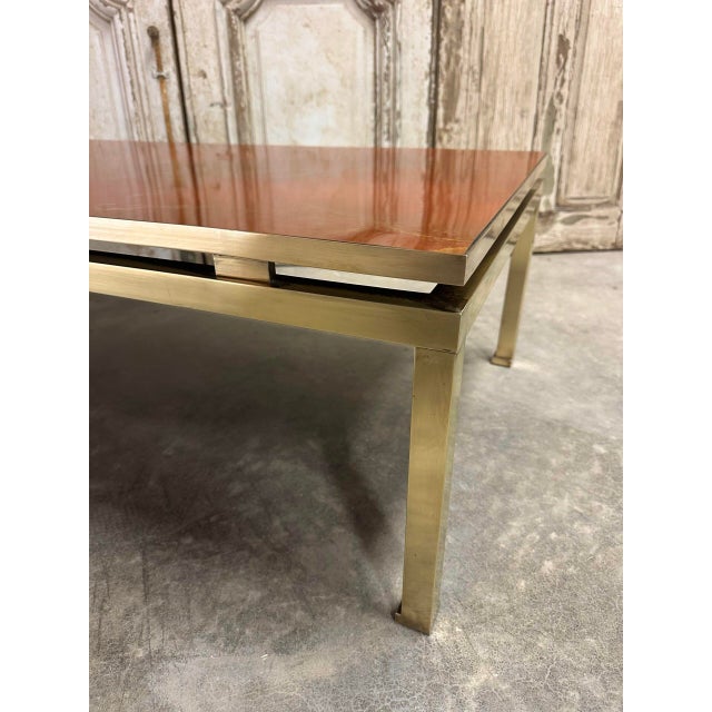 1970s Vintage Coffee Table with Lacquered Effect Top by Guy Lefèvre for Maison Jansen, 1970 For Sale - Image 5 of 12