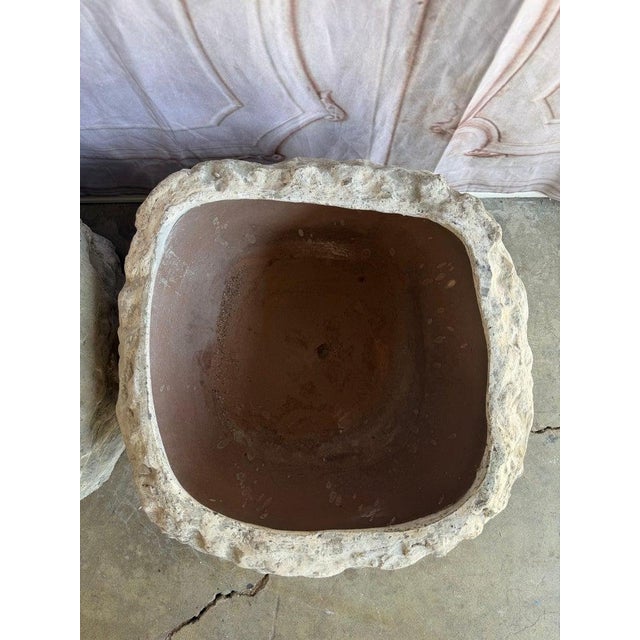 Pair of Rustic Style Terra Cotta Planters With Organic Form For Sale - Image 12 of 15