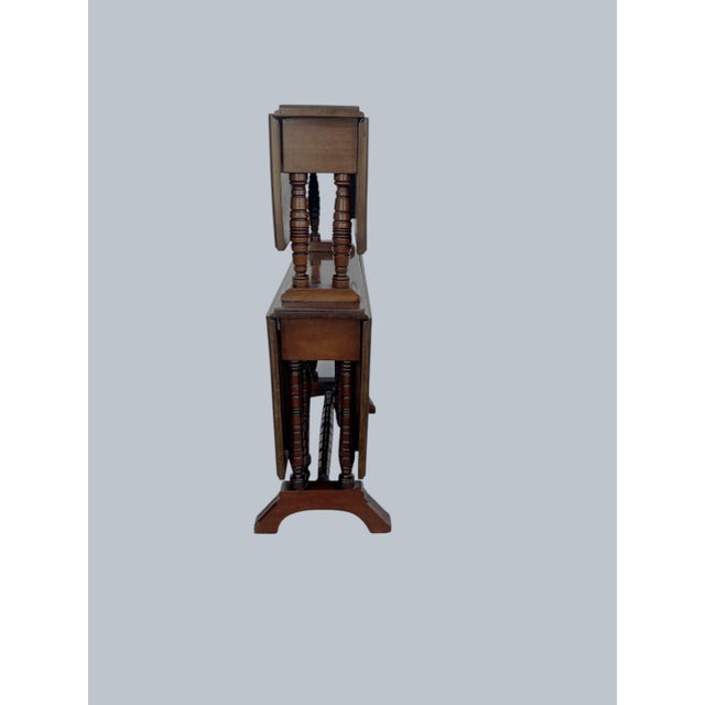 Sheraton Style 2 Tier Drop Leaf Side Table / Serving Table For Sale In Los Angeles - Image 6 of 6
