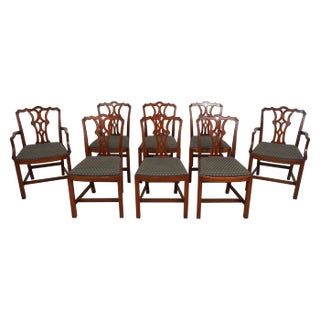 Set of 8 Vintage Chippendale Mahogany Dining Room Chairs For Sale