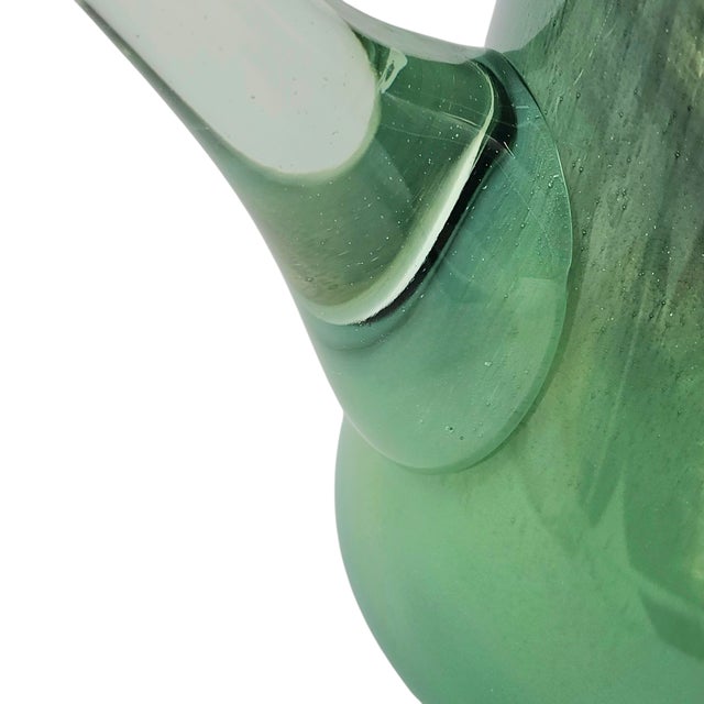 VTG Green Swirl Kerry Craft Hand Blown Drink Pitcher 9.75” Ireland Pulled Handle For Sale In San Francisco - Image 6 of 9