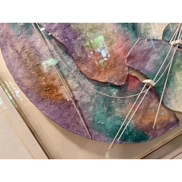 1980’s Large Alexander “Separation” Mixed Media Collage Wall Art Painting in Acrylic Frame For Sale - Image 9 of 12