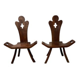 Spanish Arts & Crafts Oak Occasional Chairs, 1910, Set of 2 For Sale