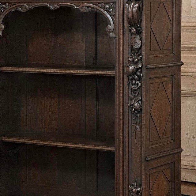 19th Century French Renaissance Revival Oak Vitrine ~ Bookcase For Sale - Image 13 of 18