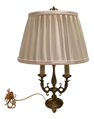 1940s Neoclassical Solid Brass Dolphin Table Lamp With Shade