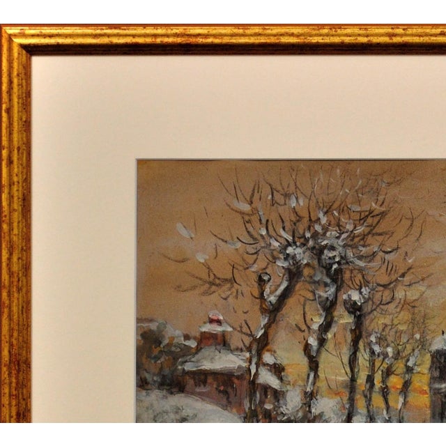 Paper Gaston Cornil, Gathering Winter Fuel, Time of the Great War, 1890s, Gouache & Watercolor & Paper, Framed For Sale - Image 7 of 18