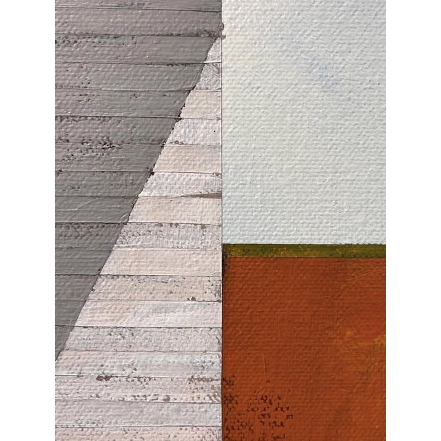 On the Outskirts by Justin Wheatley | Acrylic on Canvas White Barn in Open Field For Sale - Image 4 of 11