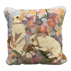 Vintage Needlepoint Bunny Pillow