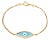 Aaron Basha 18k Yellow Gold Diamond & Enamel Evil Eye Charm Bracelet For Sale