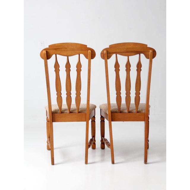 Brown Mid-Century Singer Furniture Wood Dining Chairs With Upholstered Seats Pair For Sale - Image 8 of 15