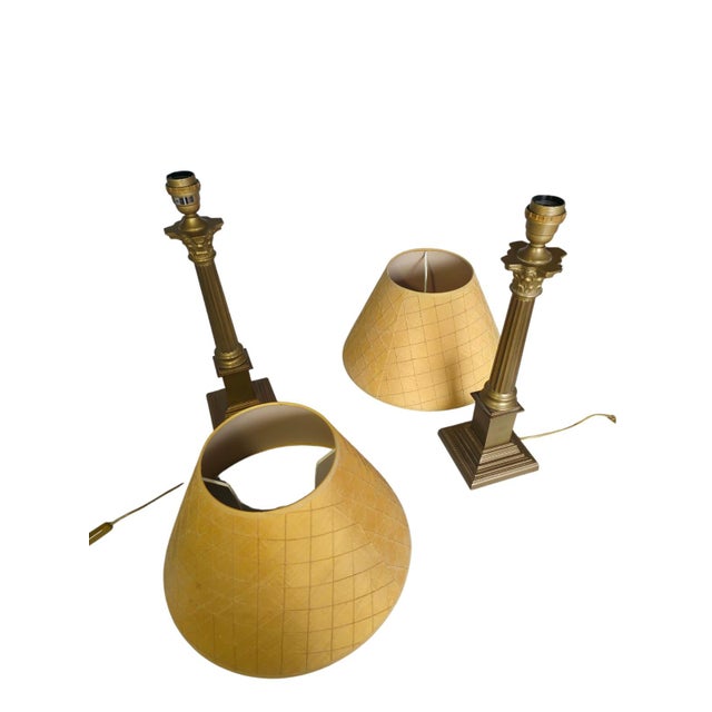 Brass Corinthian Column Table Lamps from Laura Ashley Home, Portugal, 1995, Set of 2 For Sale - Image 3 of 9
