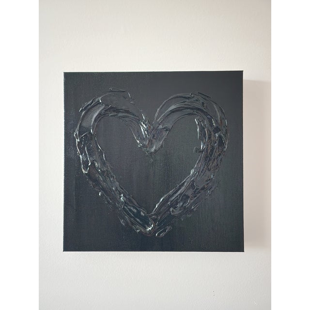 2020s Black Heart Acrylic Painting For Sale - Image 5 of 6