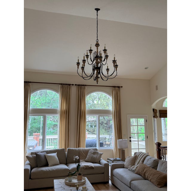 Metal Large Spanish Revival Style Forged Iron Twelve-Light Chandelier For Sale - Image 7 of 8