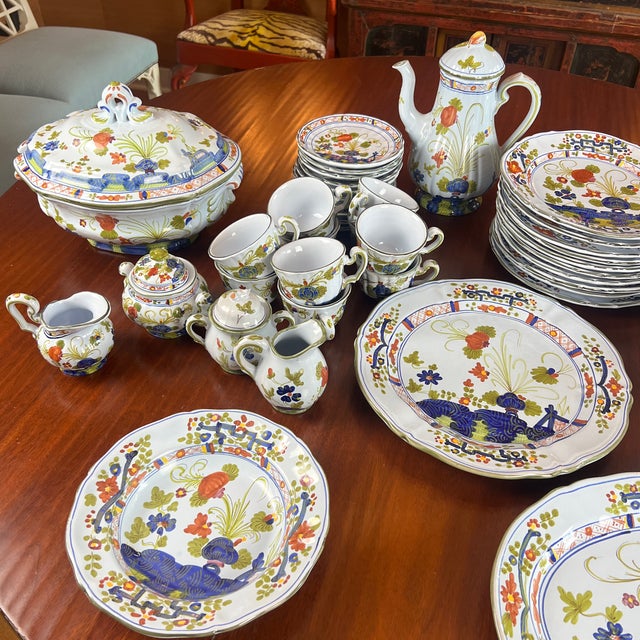 1970s 62 Piece Set of Italian Faenza Blue Carnation Pottery Chairish