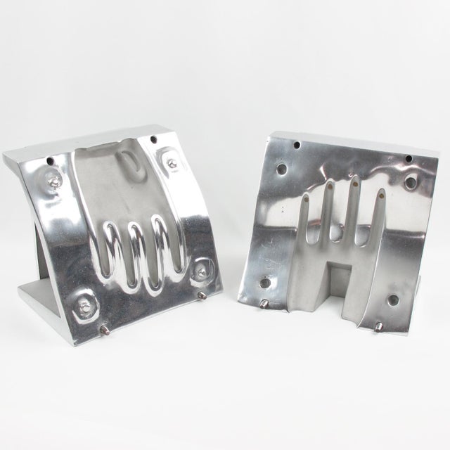 1950s Important Industrial Metal Mold Sculpture Bookends, a pair For Sale - Image 5 of 9