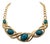 Vintage 1990s Signed Monet Goldtone Cabochon Faux-Green Jasper Collar Necklace For Sale